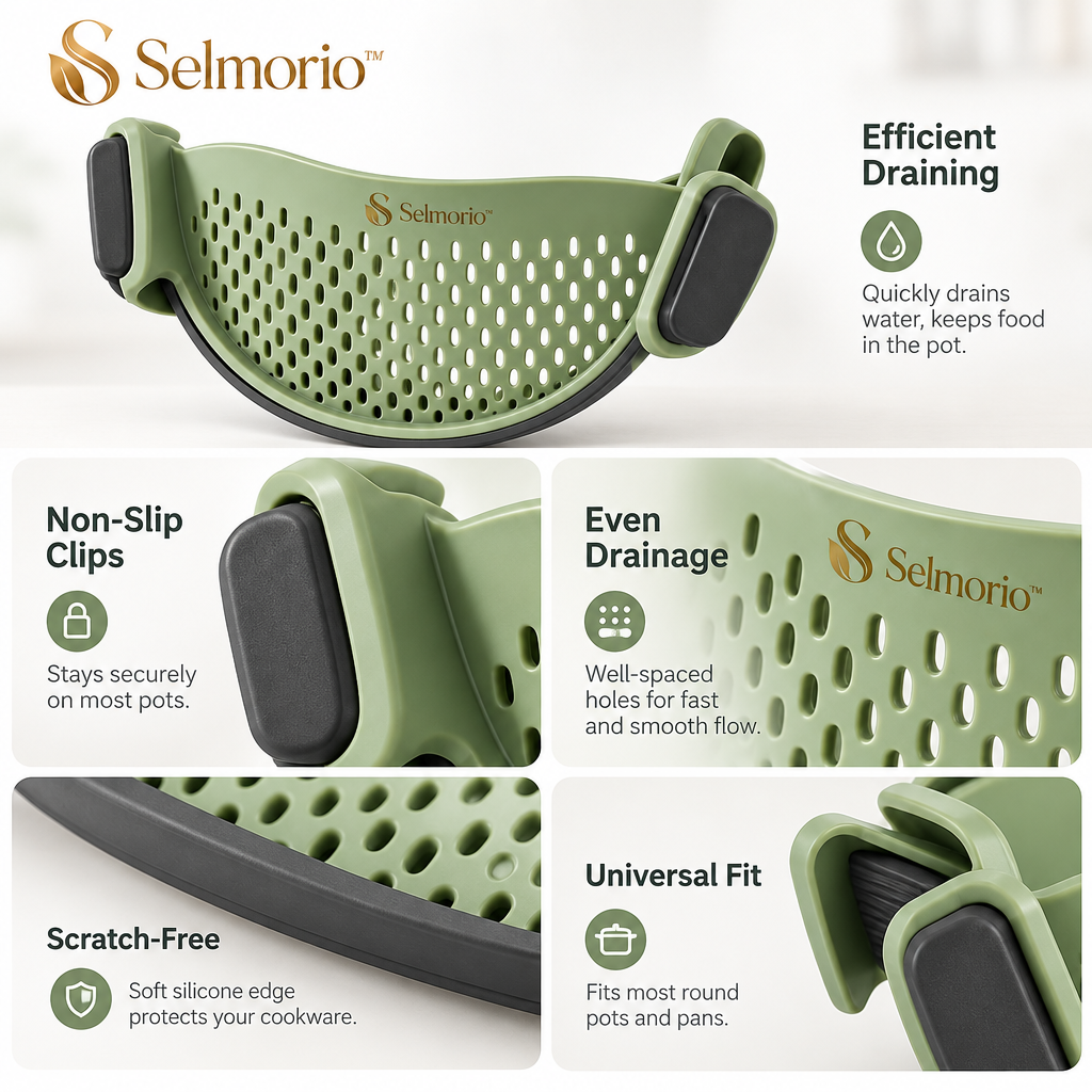 Selmorio™ Easy-Pour Clip-On Pot Strainer
