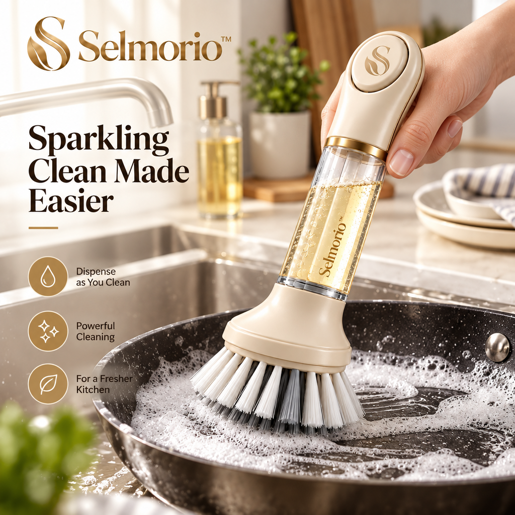 Selmorio™ Precision Soap-Dispensing Dish Brush