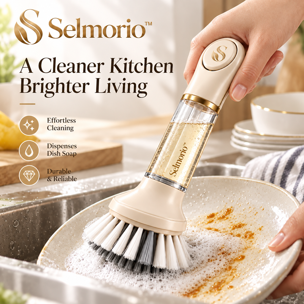 Selmorio™ Precision Soap-Dispensing Dish Brush