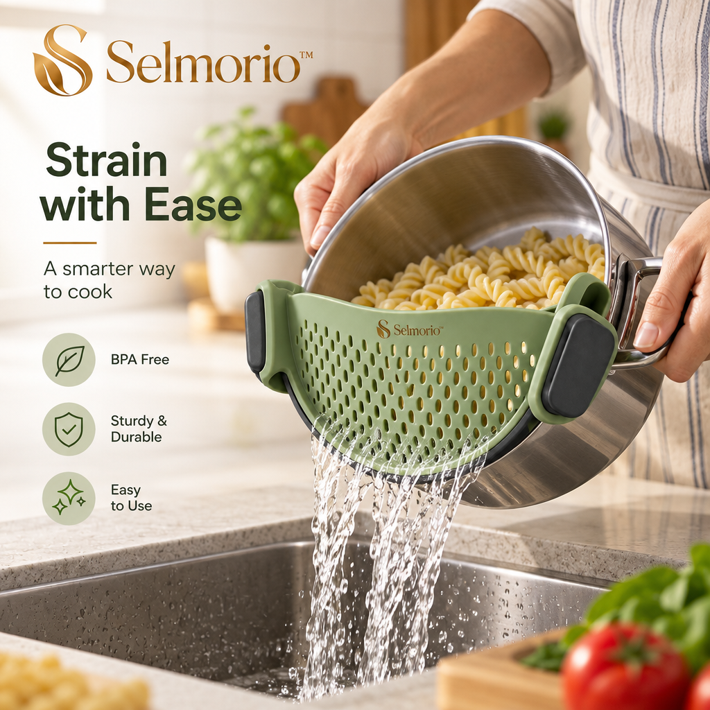 Selmorio™ Easy-Pour Clip-On Pot Strainer